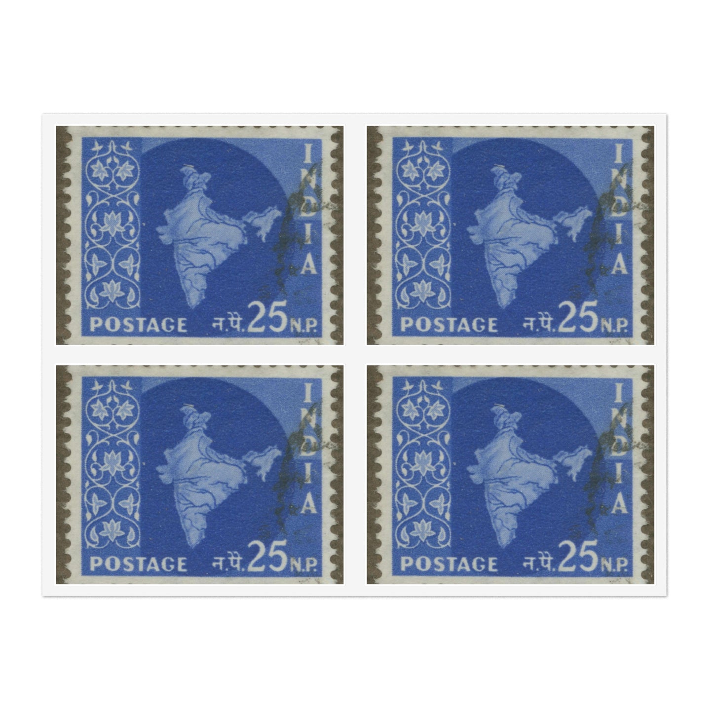 Frimärke ur Gösta Bodmans filatelistiska motivsamling, påbörjad 1950.Frimärke från Indien, 1957. Motiv av karta över Indien. Laminated UV Protective Vinyl Stickers