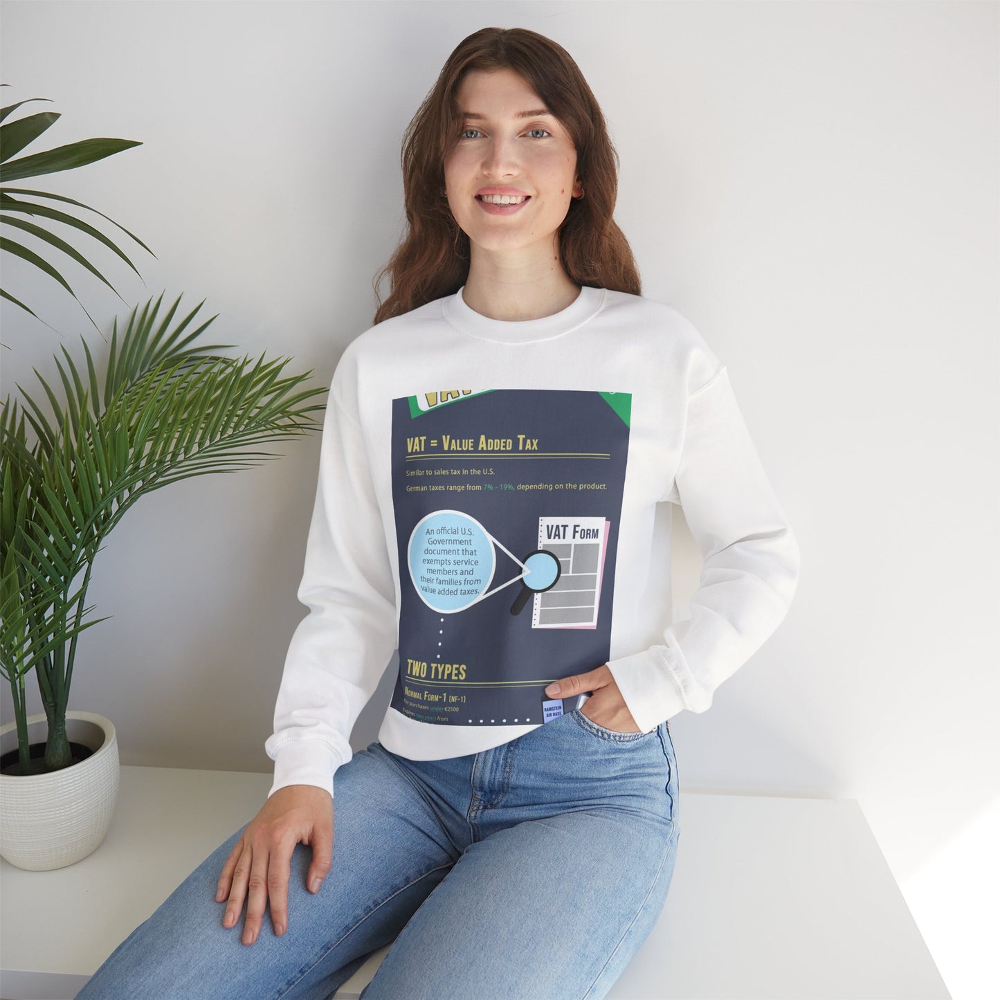 What is VAT? - A poster with a lot of different things on it White Heavy Blend Adult Crew Neck SweatShirt