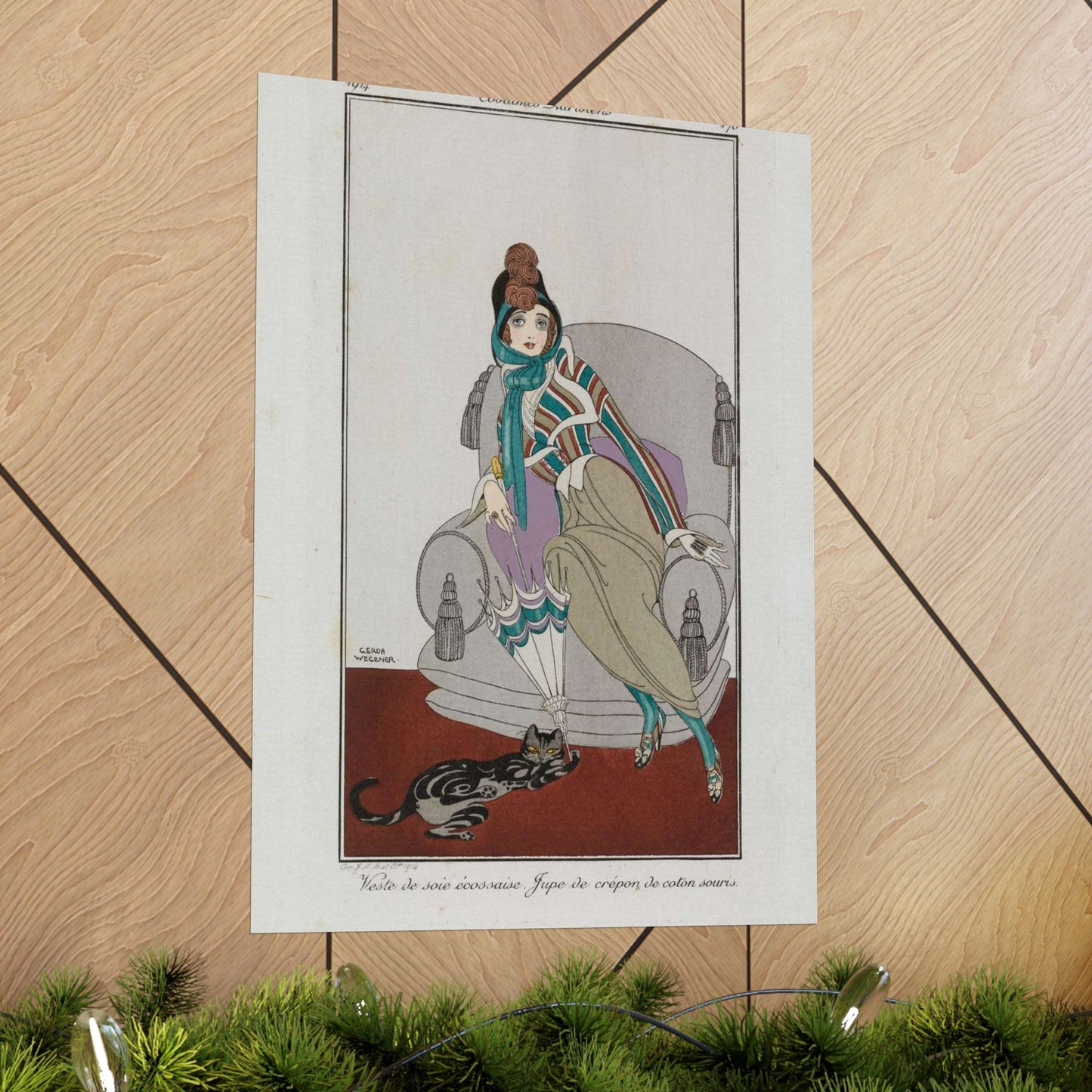 Jacket and skirt (Veste de soie écossaise. Jupe de crépon de coton souris) (CBL WEp 0946) High Quality Matte Wall Art Poster for Home, Office, Classroom