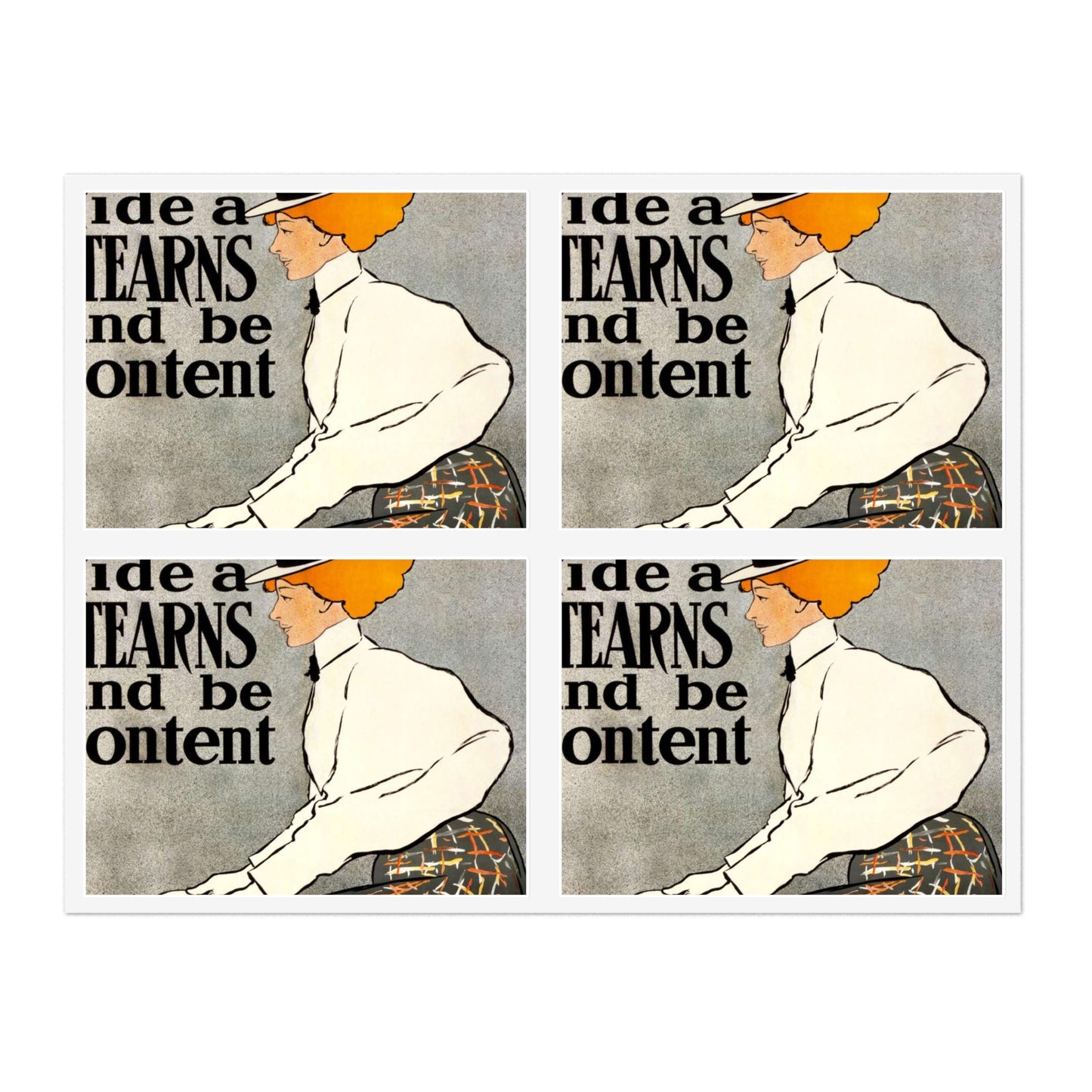 Ride a Stearns and be content, bicycle advertising poster, 1896 Laminated UV Protective Vinyl Stickers