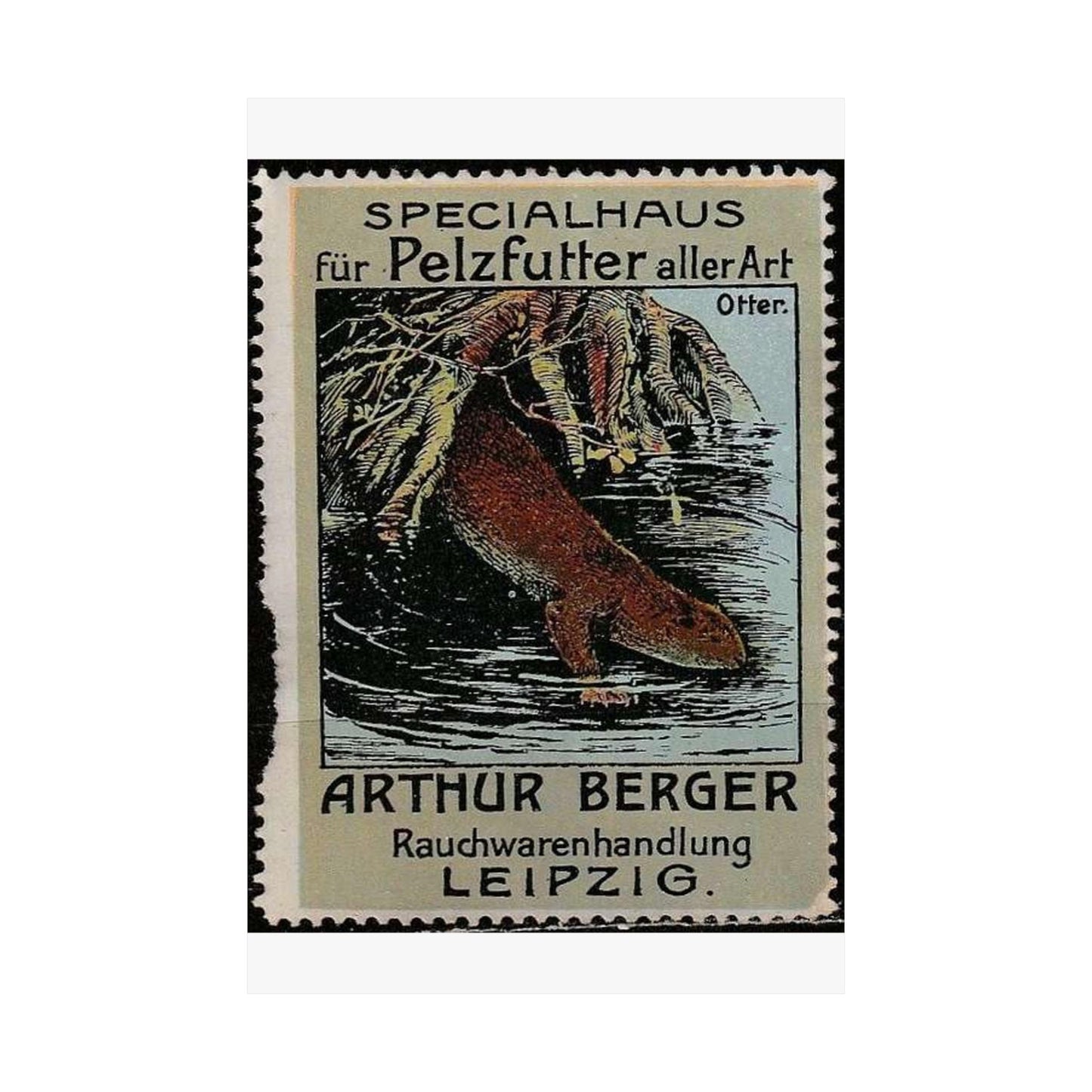 Arthur Berger, fur trader in Leipzig, c. 1910, brand advertisings (07) High Quality Matte Wall Art Poster for Home, Office, Classroom