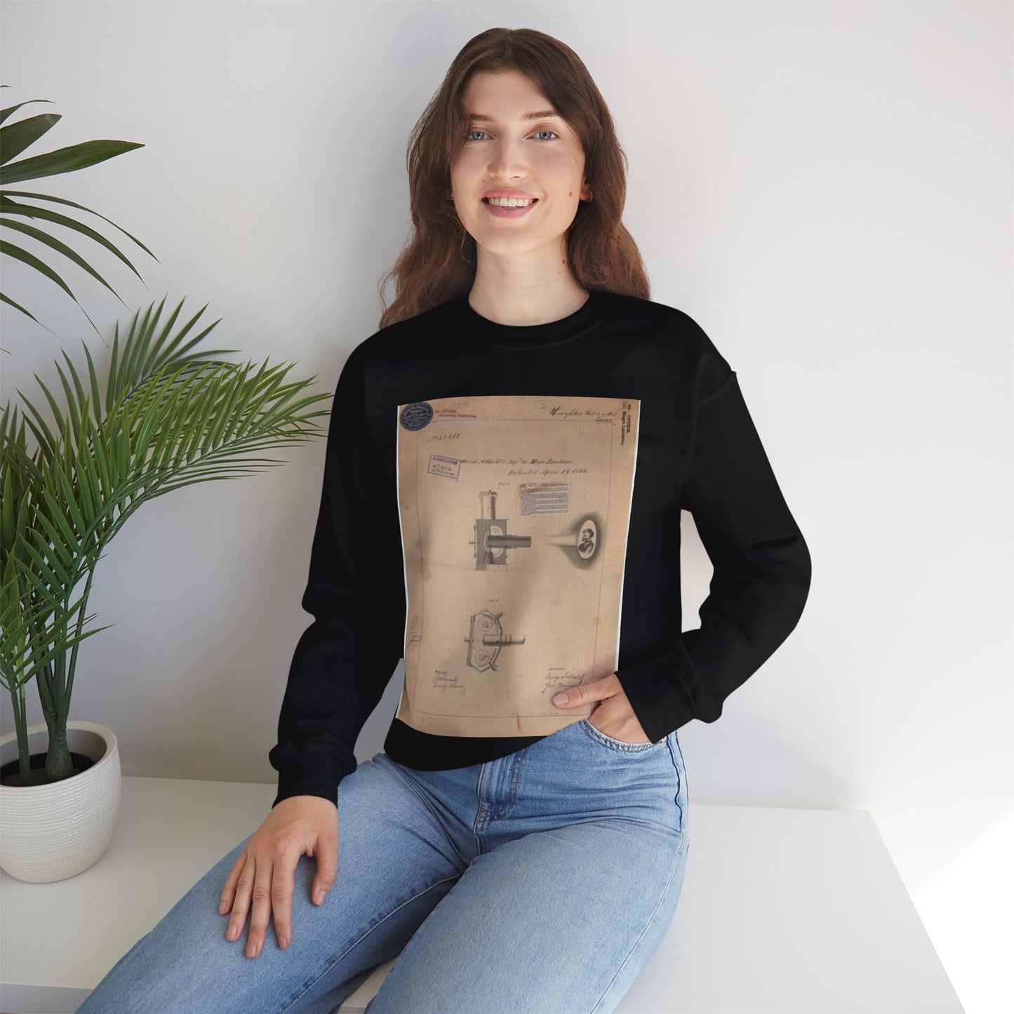 Patent drawing - Drawing of Improvement in Magic Lanterns Public domain image Black Heavy Blend Adult Crew Neck SweatShirt