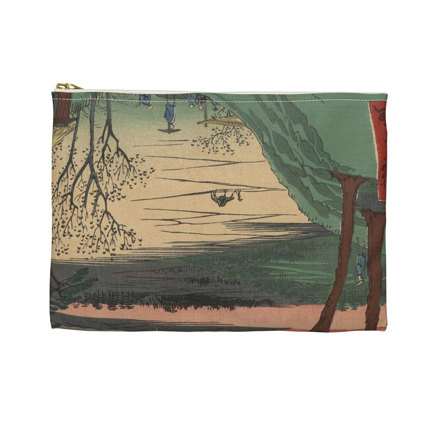 Gajō icchō, Ando Hiroshige - Public domain portrait drawing Large Organizer Pouch with Black Zipper
