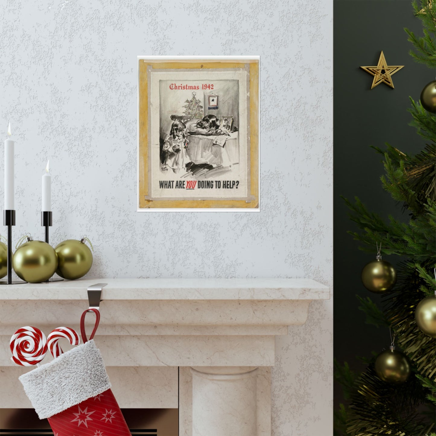 What Are You Doing to Help? Christmas 1942 High Quality Matte Wall Art Poster for Home, Office, Classroom