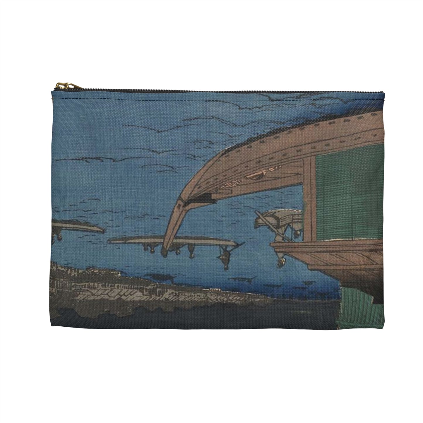 Gajō icchō, Andō Hiroshige - Public domain portrait drawing Large Organizer Pouch with Black Zipper