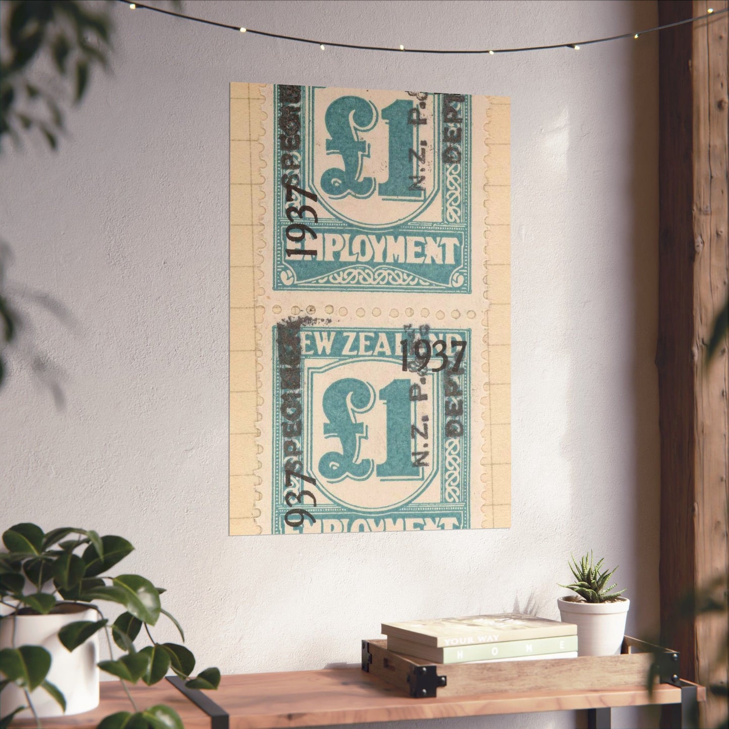Block of one pound Unemployment Relief stamps overprinted '1937' and 'Specimen' High Quality Matte Wall Art Poster for Home, Office, Classroom