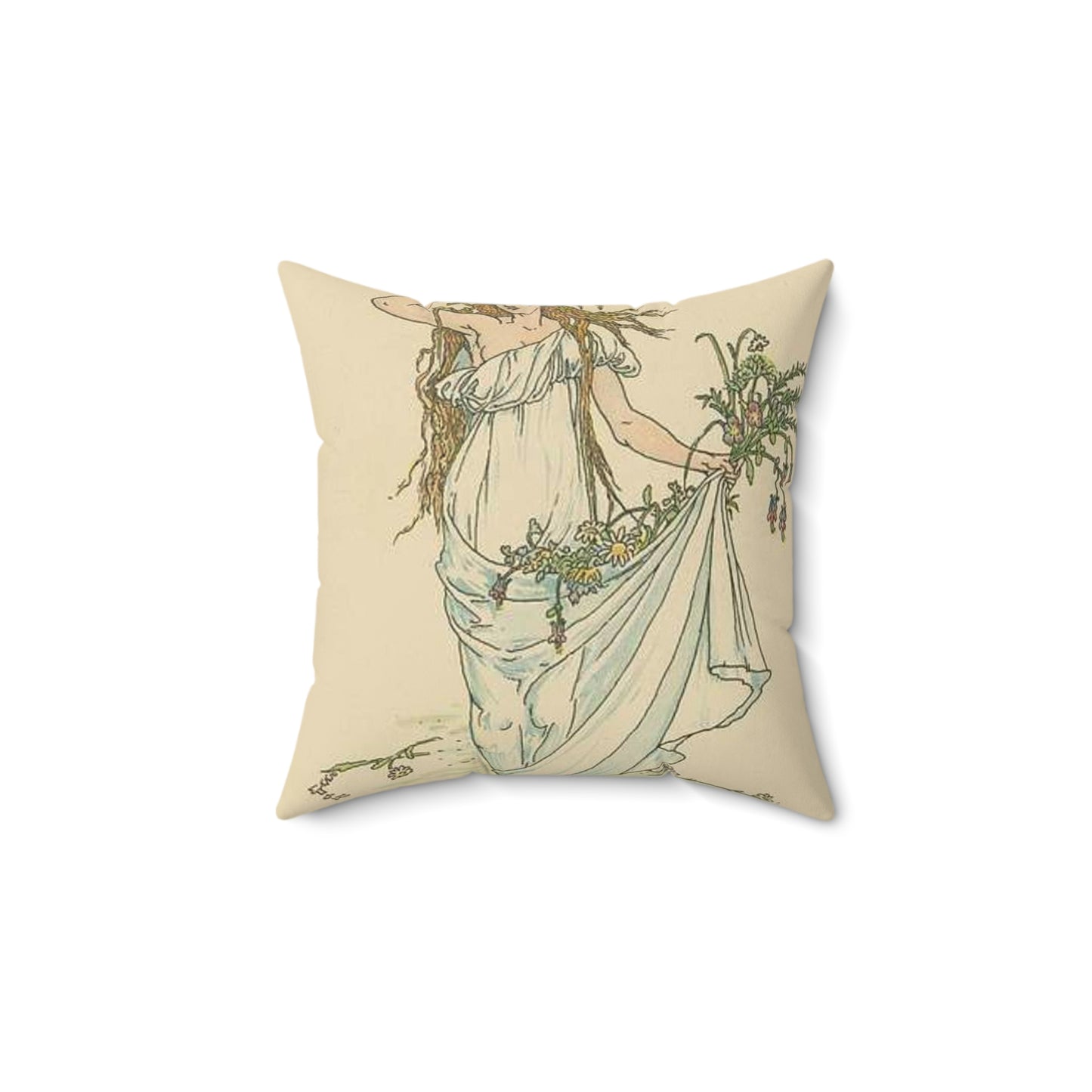 Enter Ophelia, fantastically dressed with straws and flowers. Decorative Accent Square Pillow
