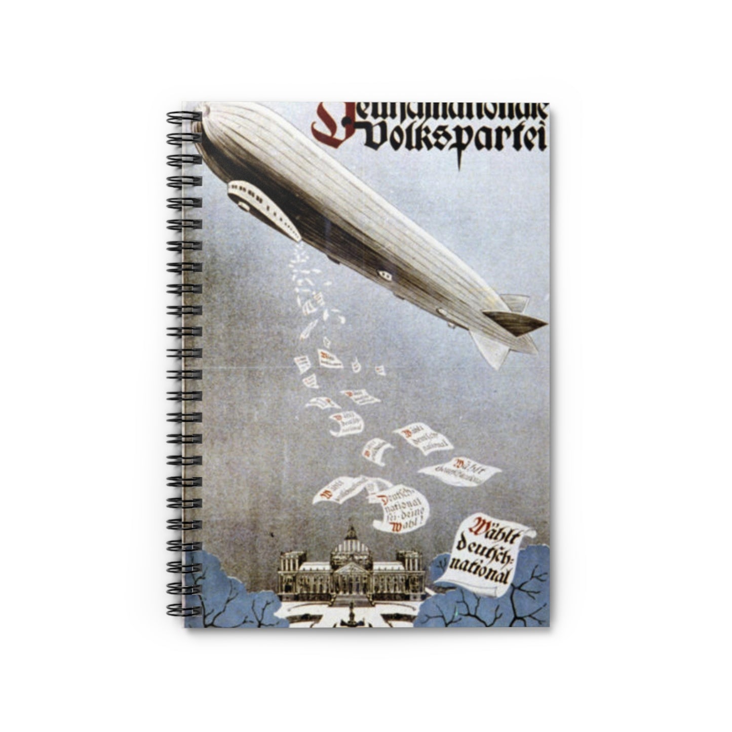 german election poster. oct 1924 - Deutsche Zeppelin Reederei Company Spiral Bound Ruled Notebook with Printed Cover