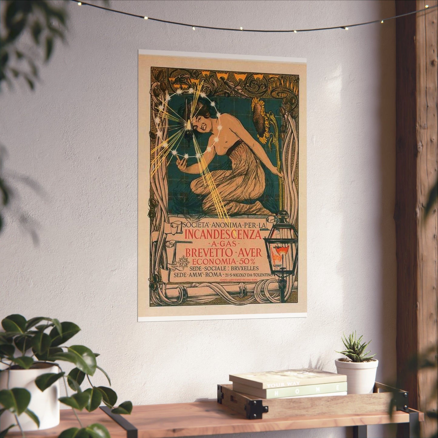 Affiche italienne pour l' "Incandescence par le Gaz, Système Auer" High Quality Matte Wall Art Poster for Home, Office, Classroom