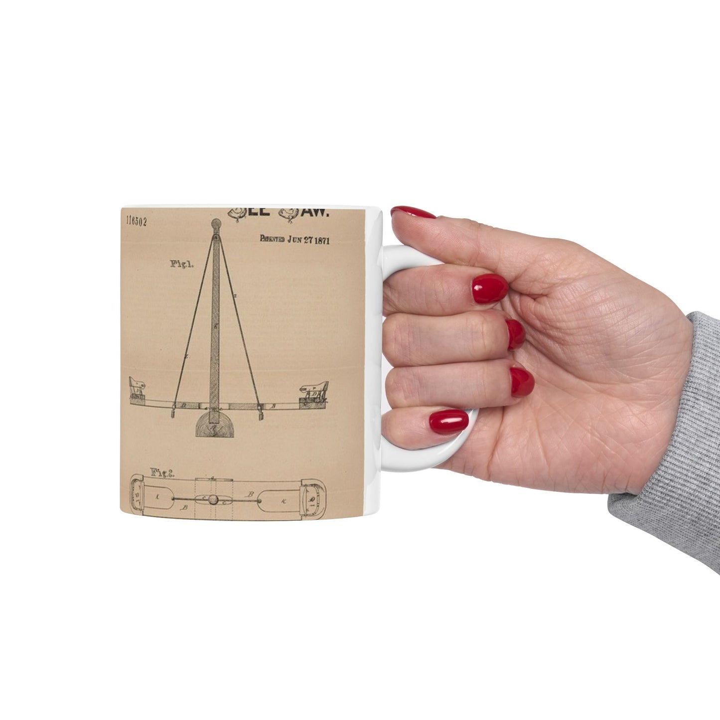 Patent drawing - for a See Saw Public domain image Beautiful Novelty Ceramic Coffee Mug 11oz