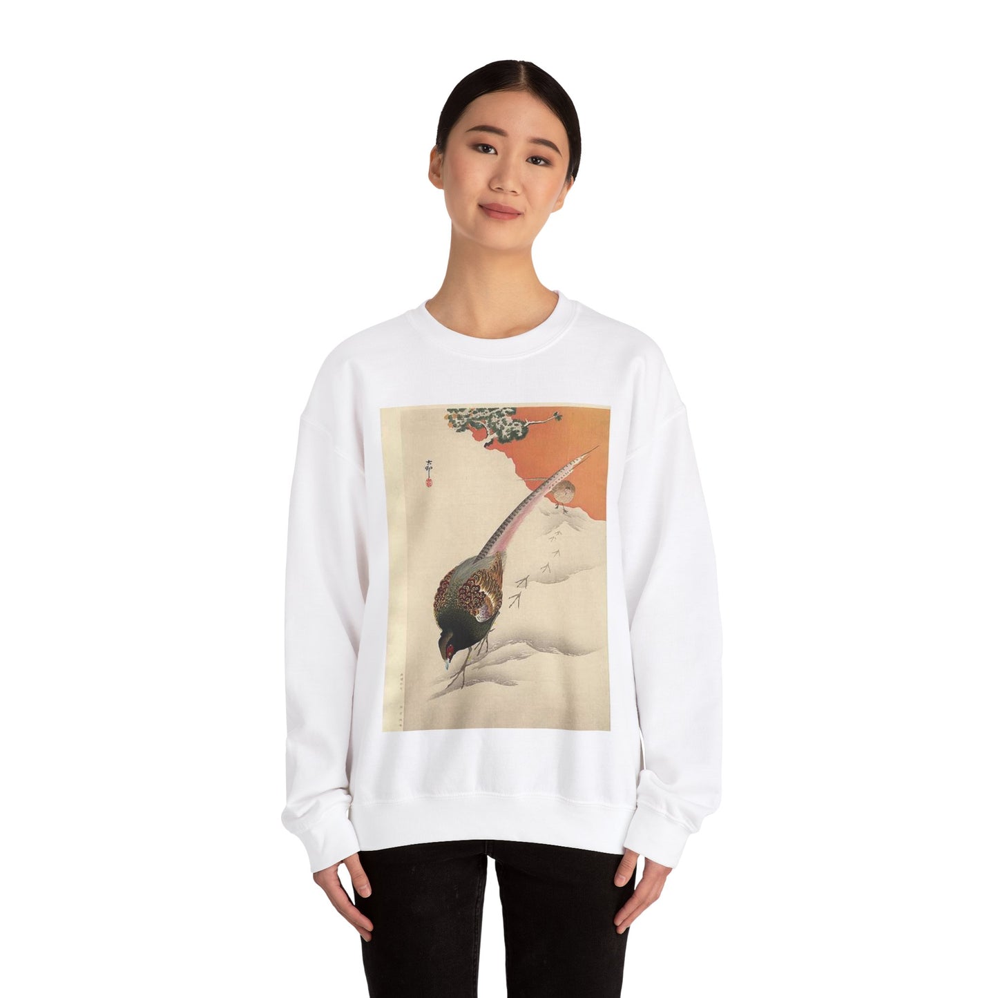 Koson - a-pair-of-pheasants-in-the-snow White Heavy Blend Adult Crew Neck SweatShirt