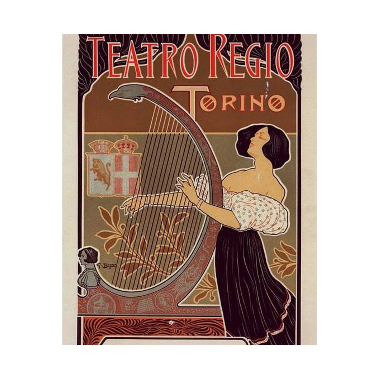 Affiche italienne pour le "Théâtre royal de Turin" High Quality Matte Wall Art Poster for Home, Office, Classroom