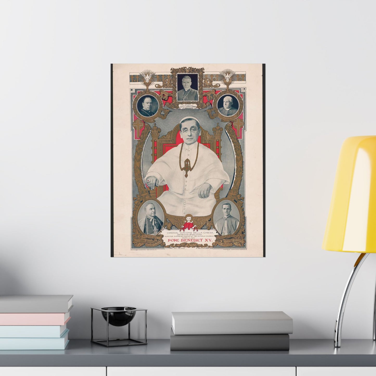 Pope Benedict XV: Cardinal Giacomo Della Chiese, Archbishop of Bologna, Elected Supreme Pontiff of the Catholic Church, September 3, 1914 High Quality Matte Wall Art Poster for Home, Office, Classroom