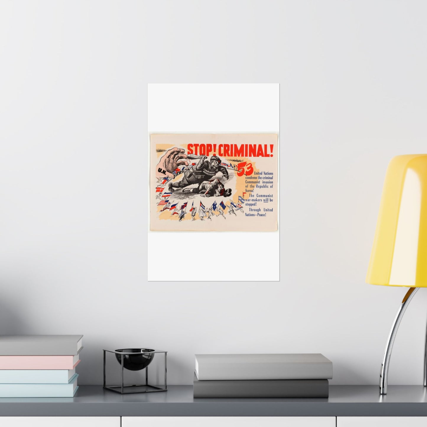 Stop Criminal!, Cold War American Propaganda poster High Quality Matte Wall Art Poster for Home, Office, Classroom