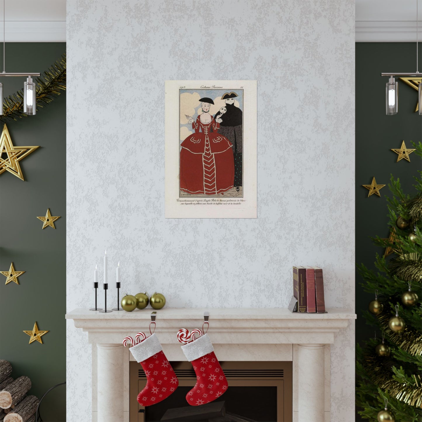 Fancy dress (Travestissement d'aprés Longhi - Robe de damas galonnée de blanc sur laquelle on jettera une baiite de taffetas noir et de dentelle) (CBL WEp 0847) High Quality Matte Wall Art Poster for Home, Office, Classroom