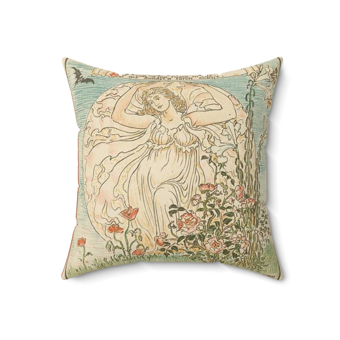 Beneath the summer full-orbed moon, ruddy & gold that rose full soon." Decorative Accent Square Pillow