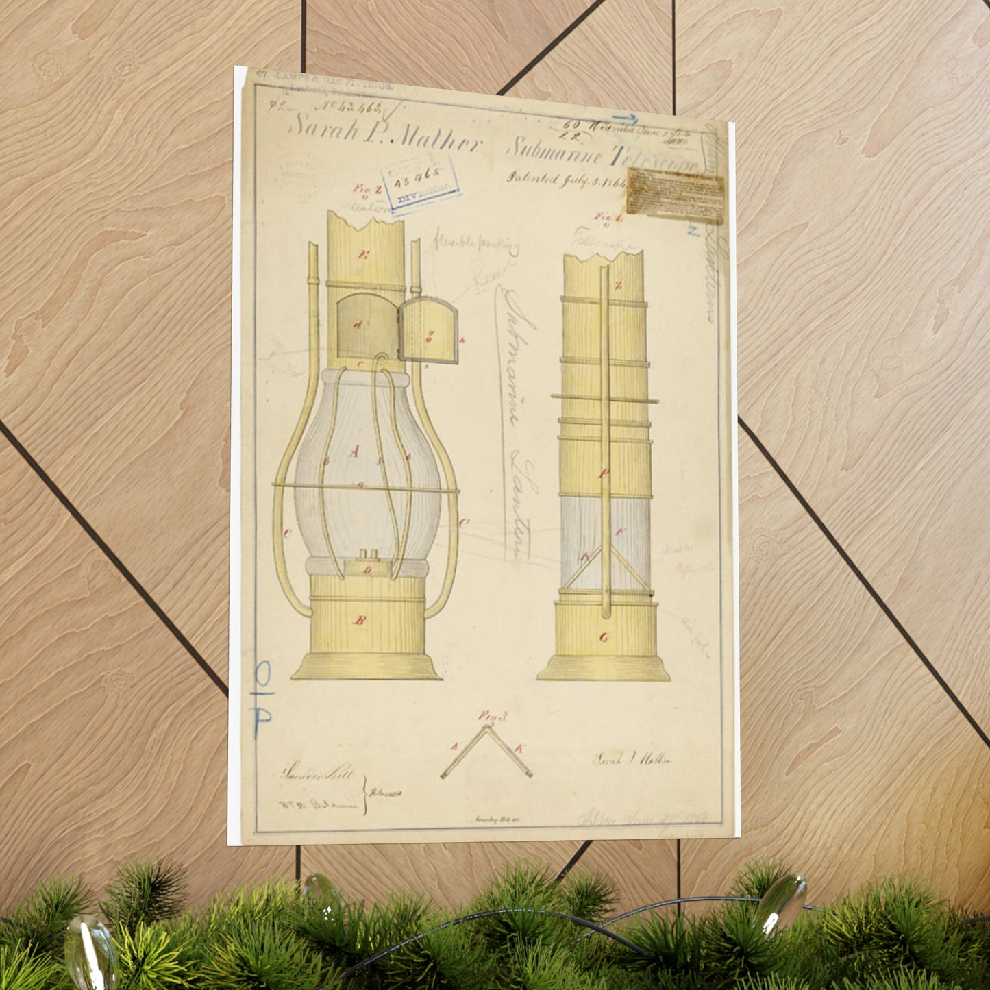 Patent drawing - Drawing of Submarine Telescope Public domain image High Quality Matte Wall Art Poster for Home, Office, Classroom
