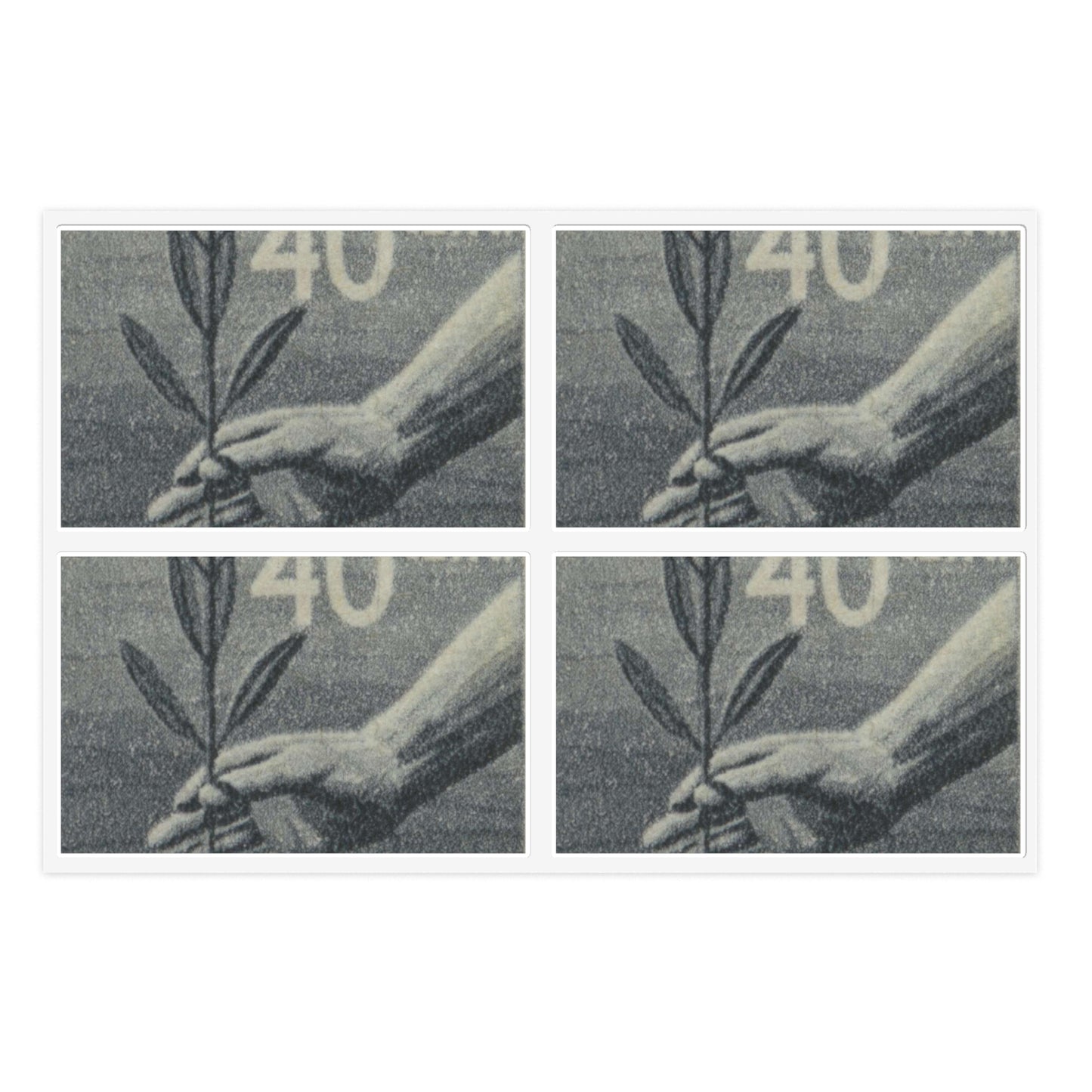 Frimärke ur Gösta Bodmans filatelistiska motivsamling, påbörjad 1950.Frimärke från Italien, 1945. Motiv av plantering. Laminated UV Protective Vinyl Stickers