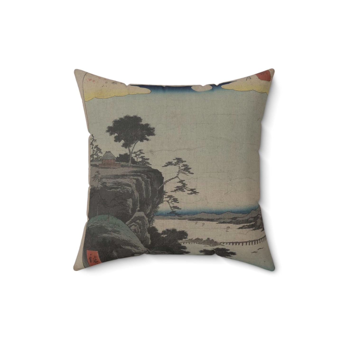 Ishiyama no shūgestu, Ando Hiroshige - Ukiyo e print Decorative Accent Square Pillow