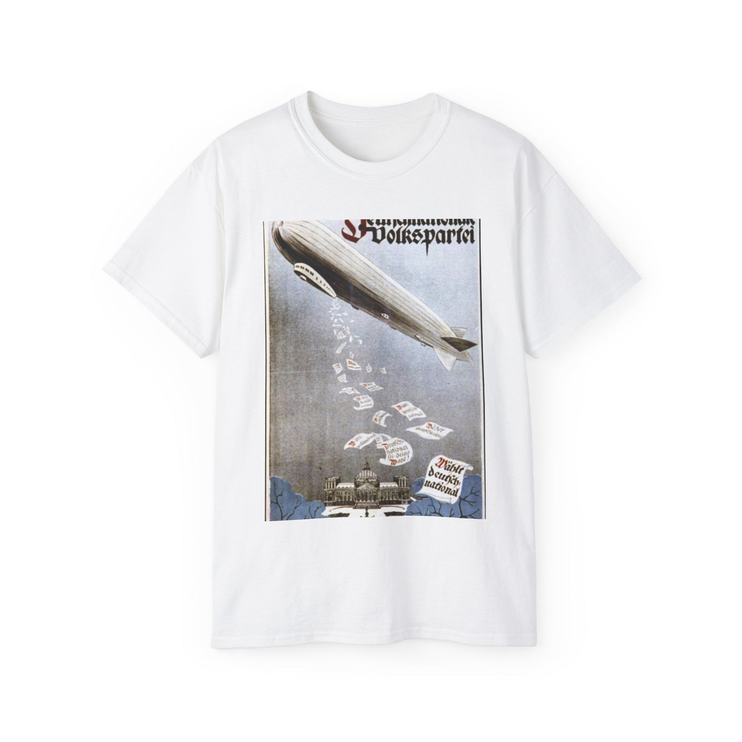 german election poster. oct 1924 - Deutsche Zeppelin Reederei Company White T-Shirt Gildan 2000 Cotton Unisex