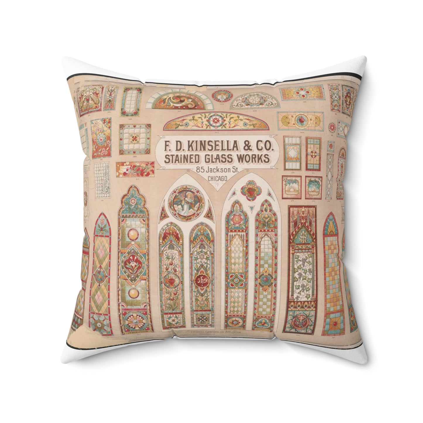 F.D. Kinsella & Co., stained glass works Decorative Accent Square Pillow