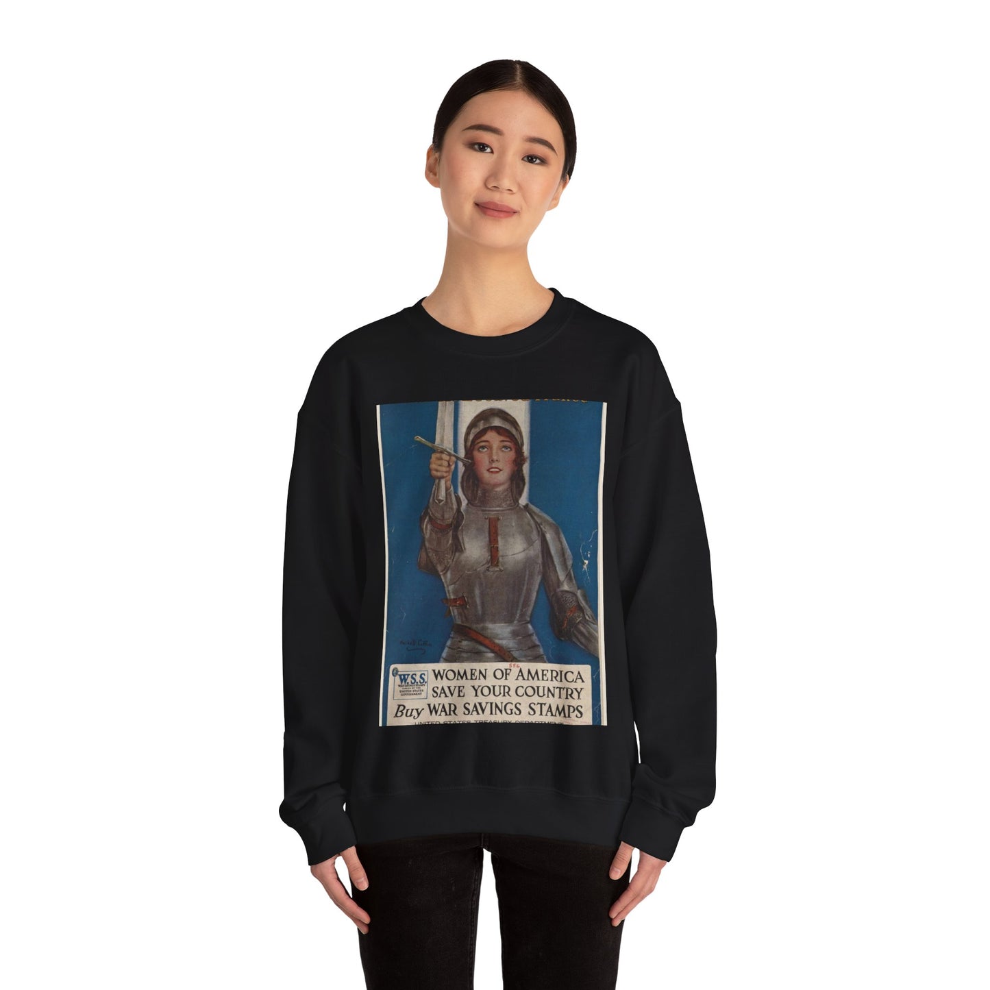 Joan of Arc Saved France Black Heavy Blend Adult Crew Neck SweatShirt