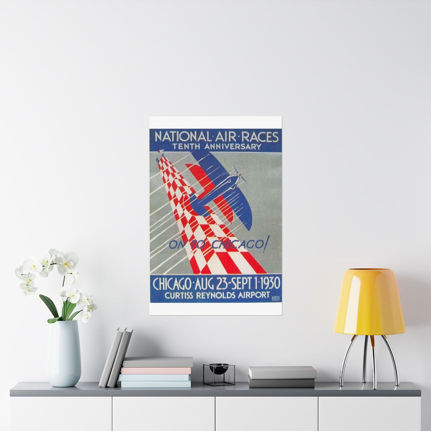 1930 National Air Race poster - Art Deco public domain image High Quality Matte Wall Art Poster for Home, Office, Classroom