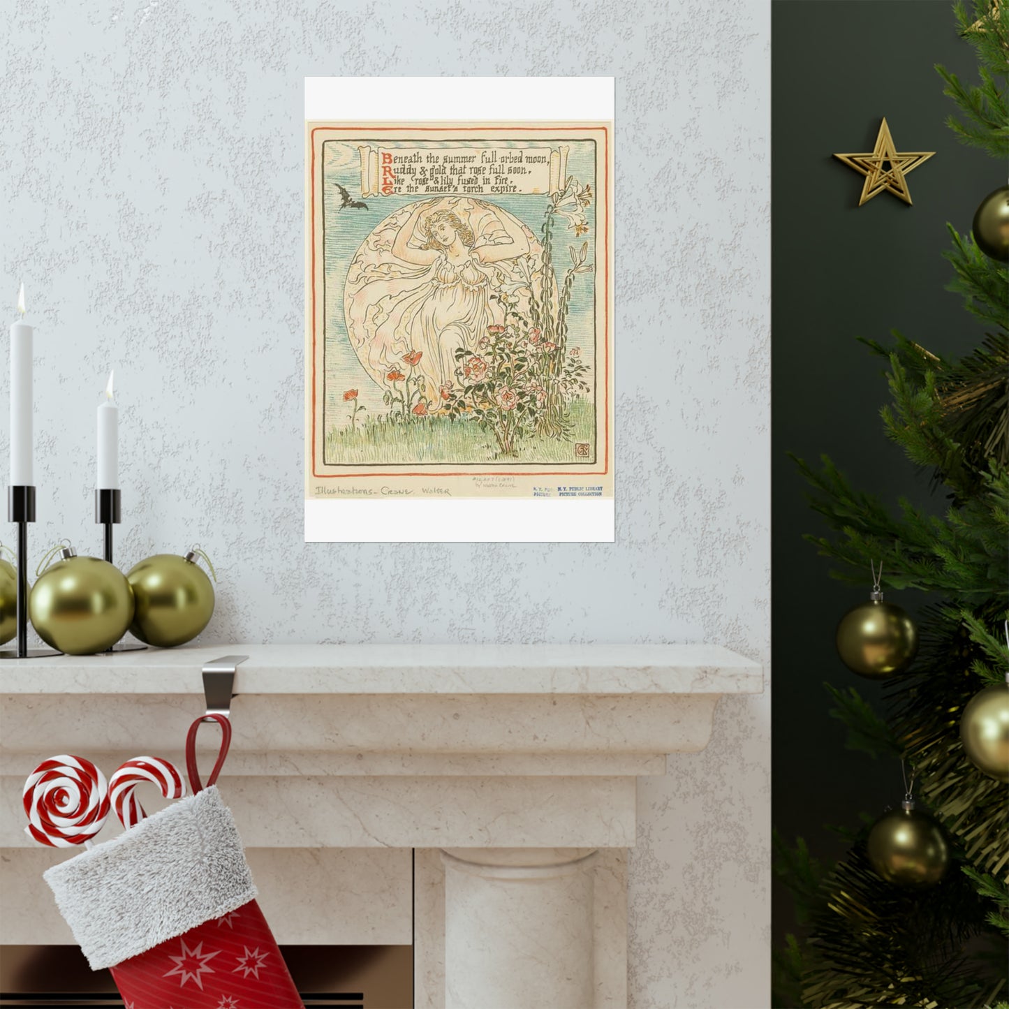 Beneath the summer full-orbed moon, ruddy & gold that rose full soon." High Quality Matte Wall Art Poster for Home, Office, Classroom