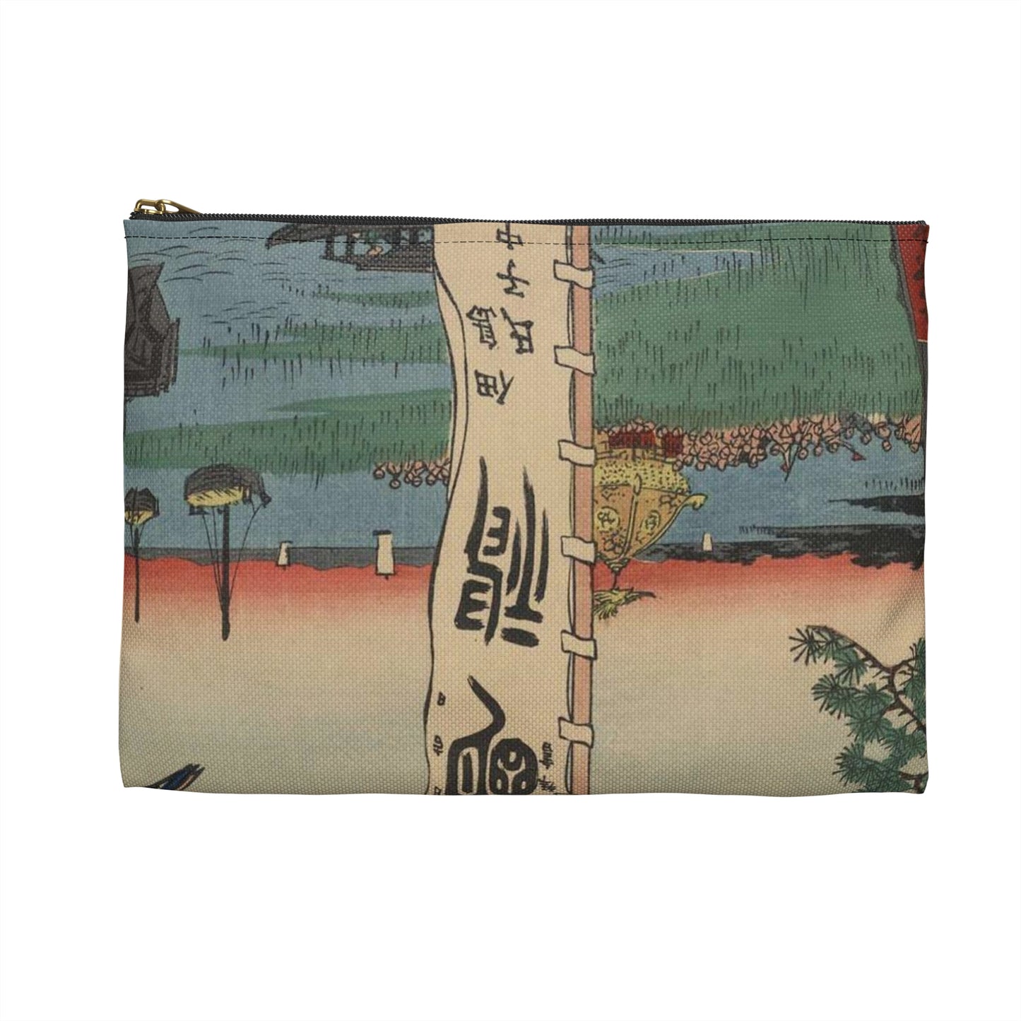 Gajō icchō, Ando Hiroshige - Public domain portrait drawing Large Organizer Pouch with Black Zipper