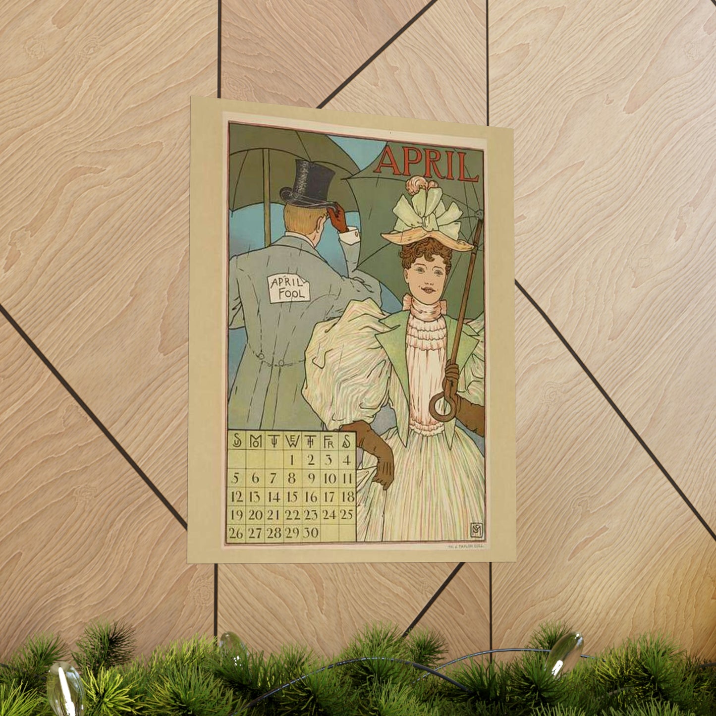 April, Art Nouveau Poster - Art nouveau public domain poster High Quality Matte Wall Art Poster for Home, Office, Classroom
