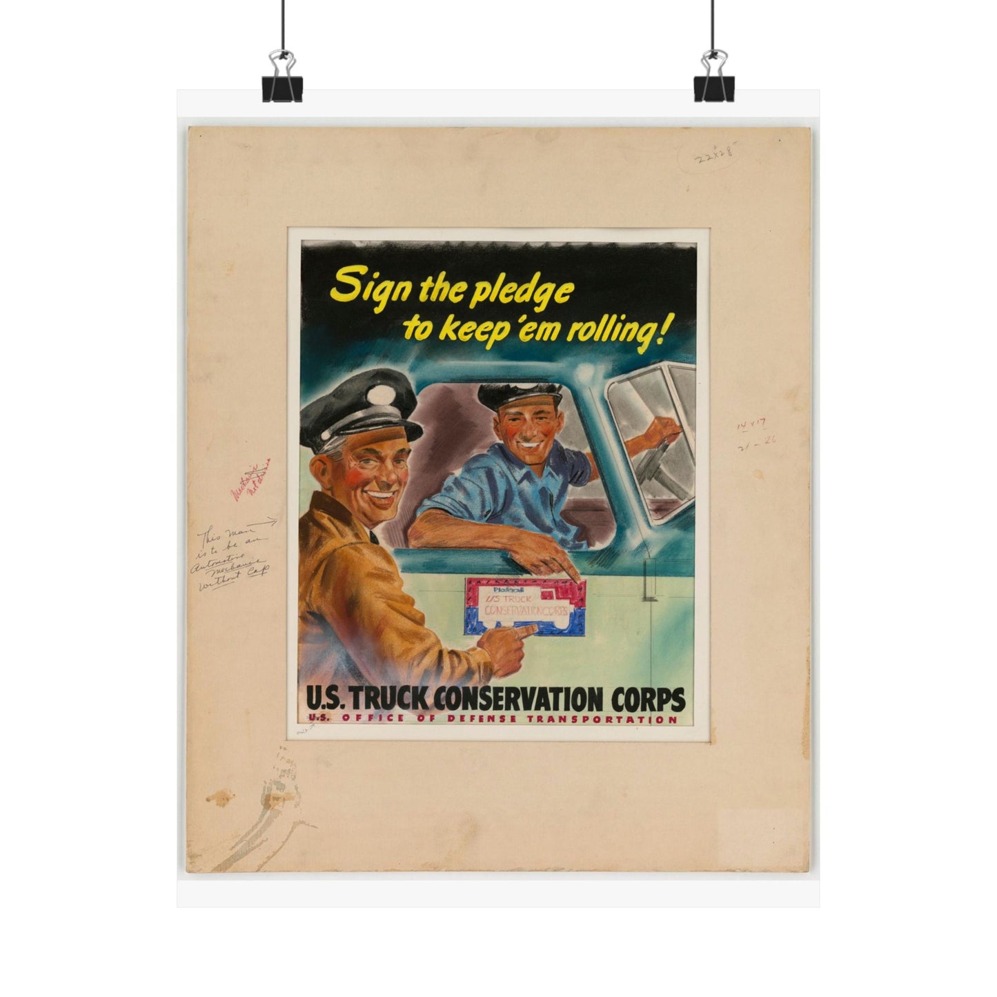 Sign the pledge to keep'em rolling! U.S. Truck Conservation Corps - U.S. Office of Defense Transportation High Quality Matte Wall Art Poster for Home, Office, Classroom