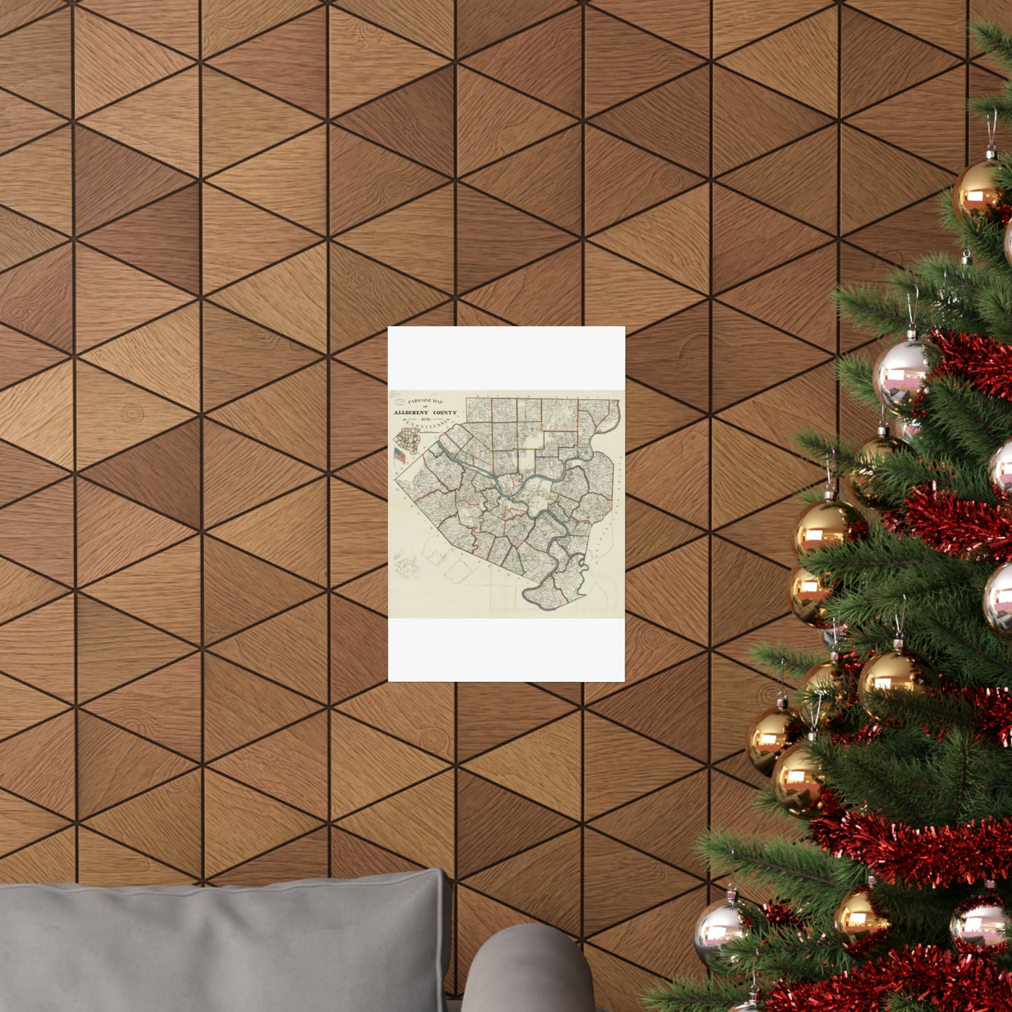 Farm line map of Allegheny County, Pennsylvania / High Quality Matte Wall Art Poster for Home, Office, Classroom