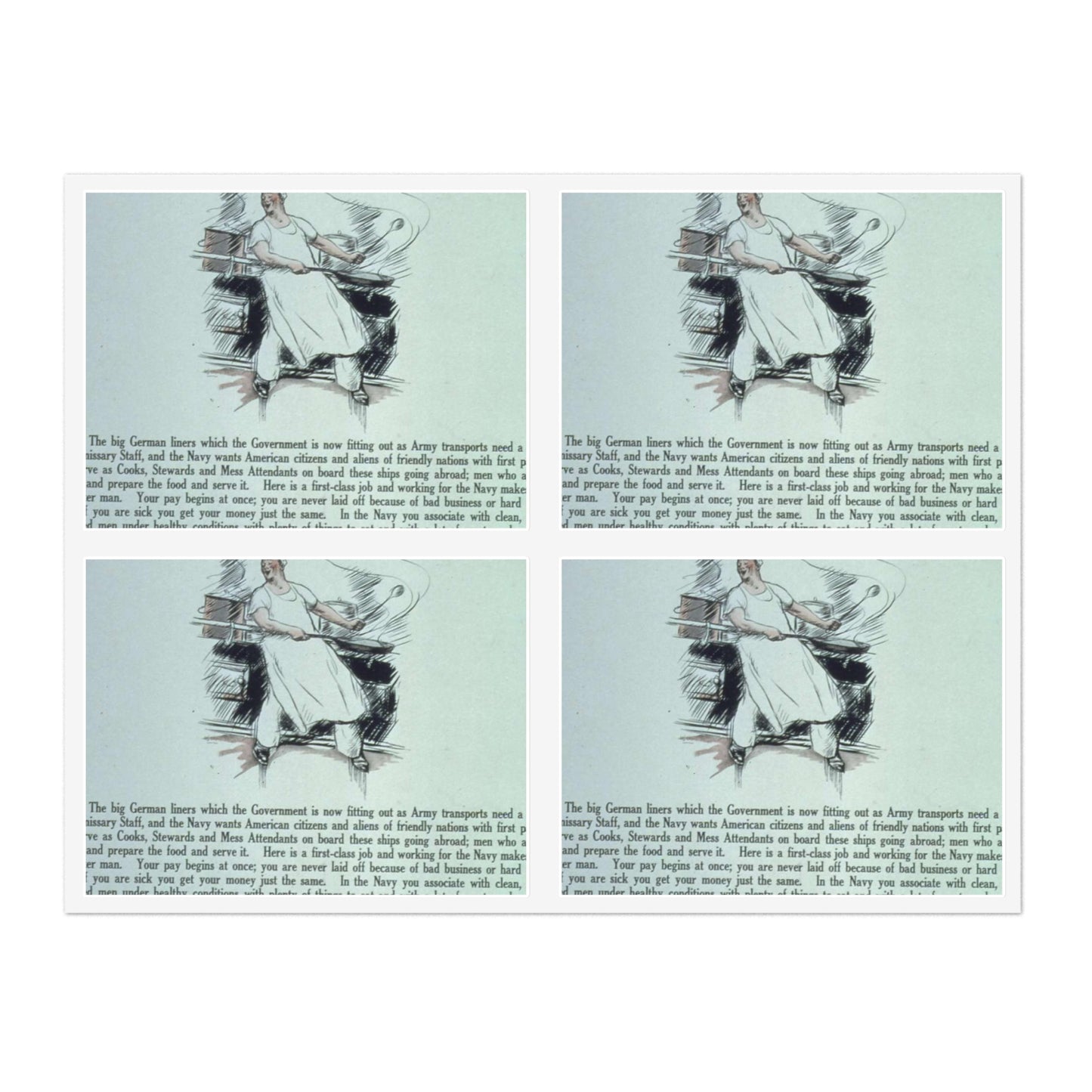 "Come On You Sea Cooks. Enlist in Naval Reserve Force- For The War Only. Apply to Nearest Navy Recruiting Station.", ca. - NARA - 512465 Laminated UV Protective Vinyl Stickers