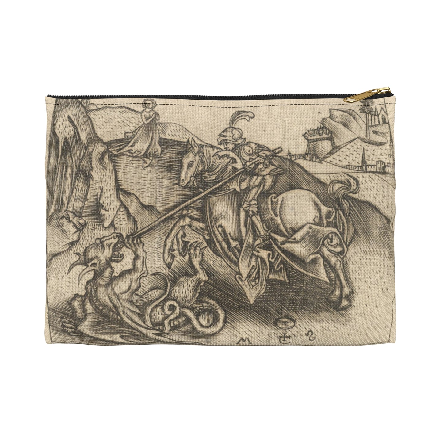 Israhel van Meckenem the Younger - St. George, Martin Schongauer, German Large Organizer Pouch with Black Zipper