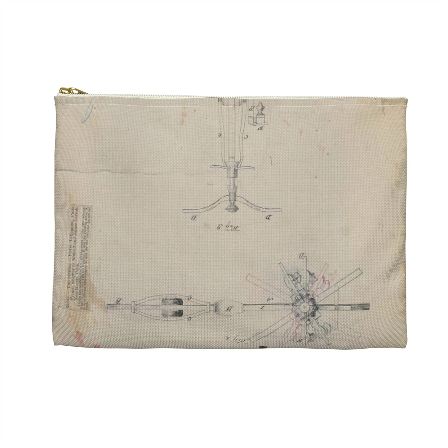 Patent drawing - for Pierre Lallement's Improvement in Velocipedes Public domain image Large Organizer Pouch with Black Zipper