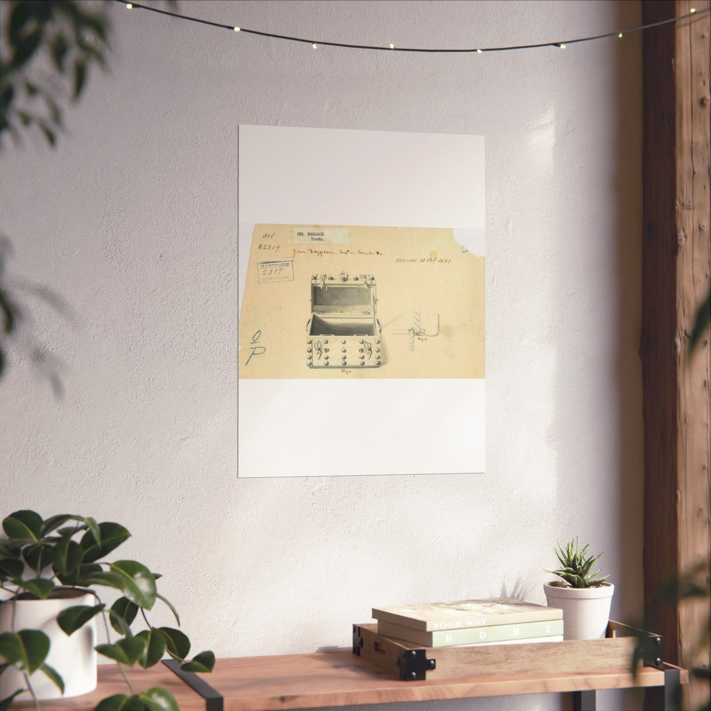 Patent drawing - Drawing of a Traveling Trunk Public domain image High Quality Matte Wall Art Poster for Home, Office, Classroom