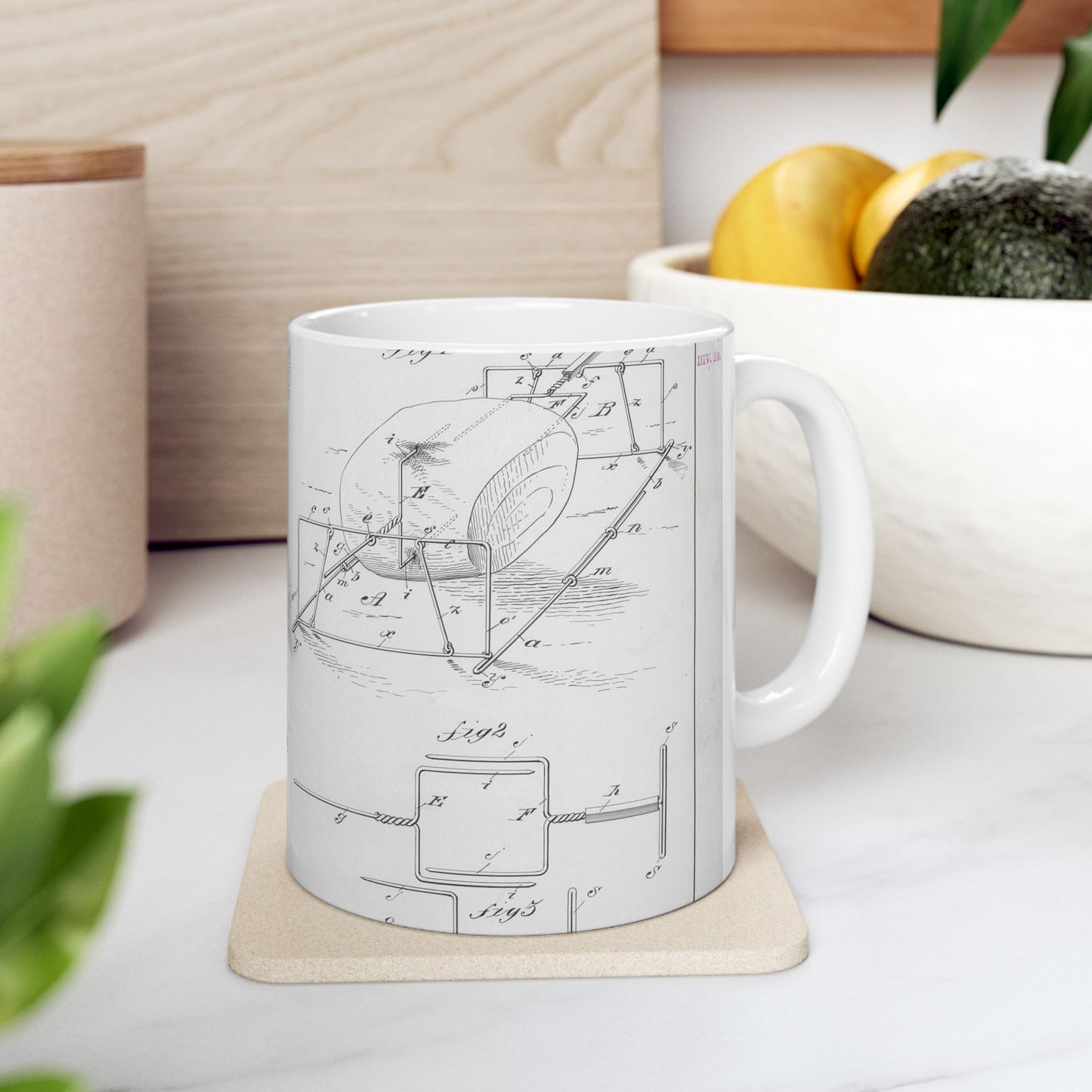 Patent drawing - for M. E. Knight's Spit Public domain image Beautiful Novelty Ceramic Coffee Mug 11oz