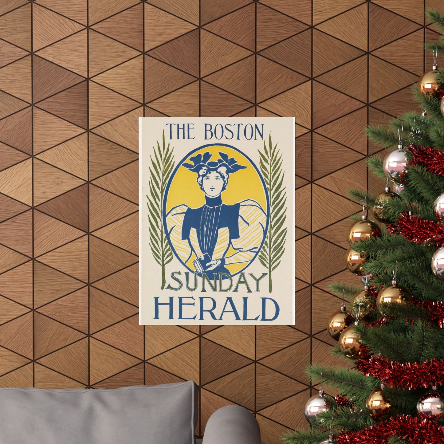 The Boston Sunday herald, Art Nouveau Poster High Quality Matte Wall Art Poster for Home, Office, Classroom