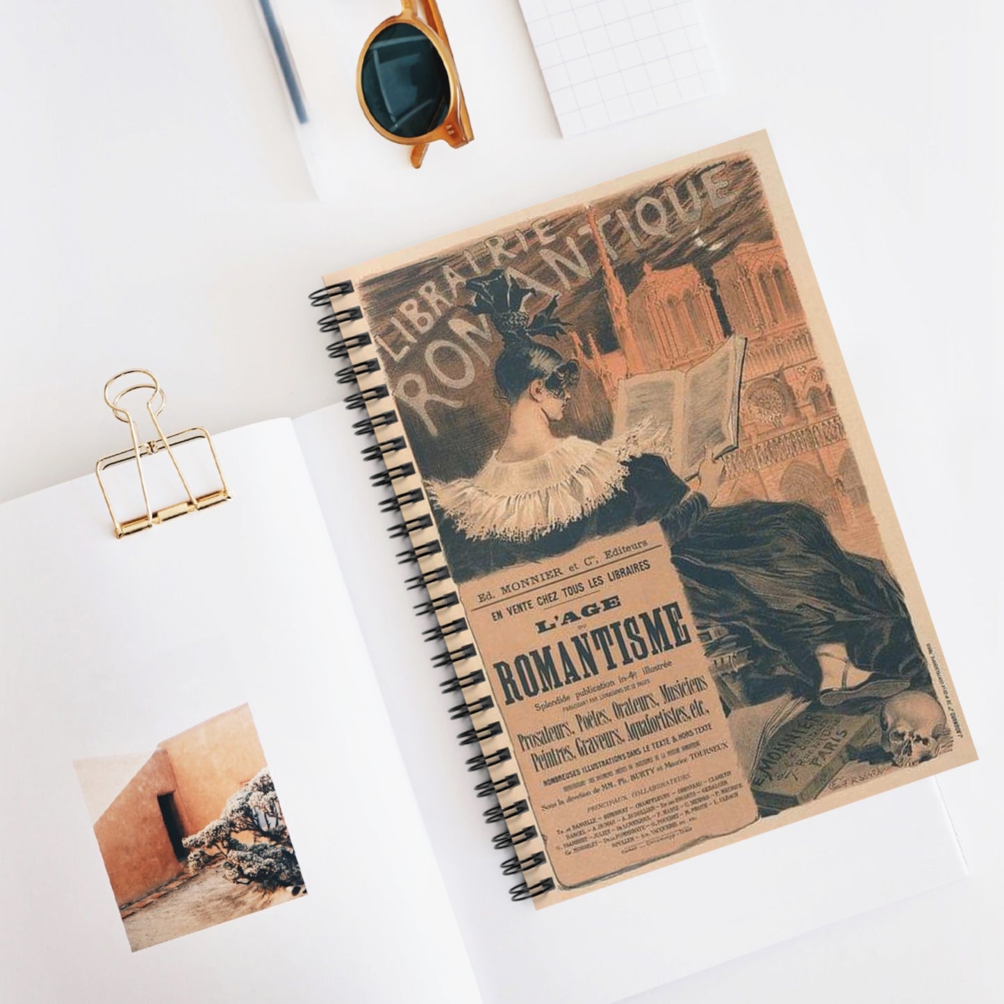 Affiche pour la "Librairie Romantique". Spiral Bound Ruled Notebook with Printed Cover
