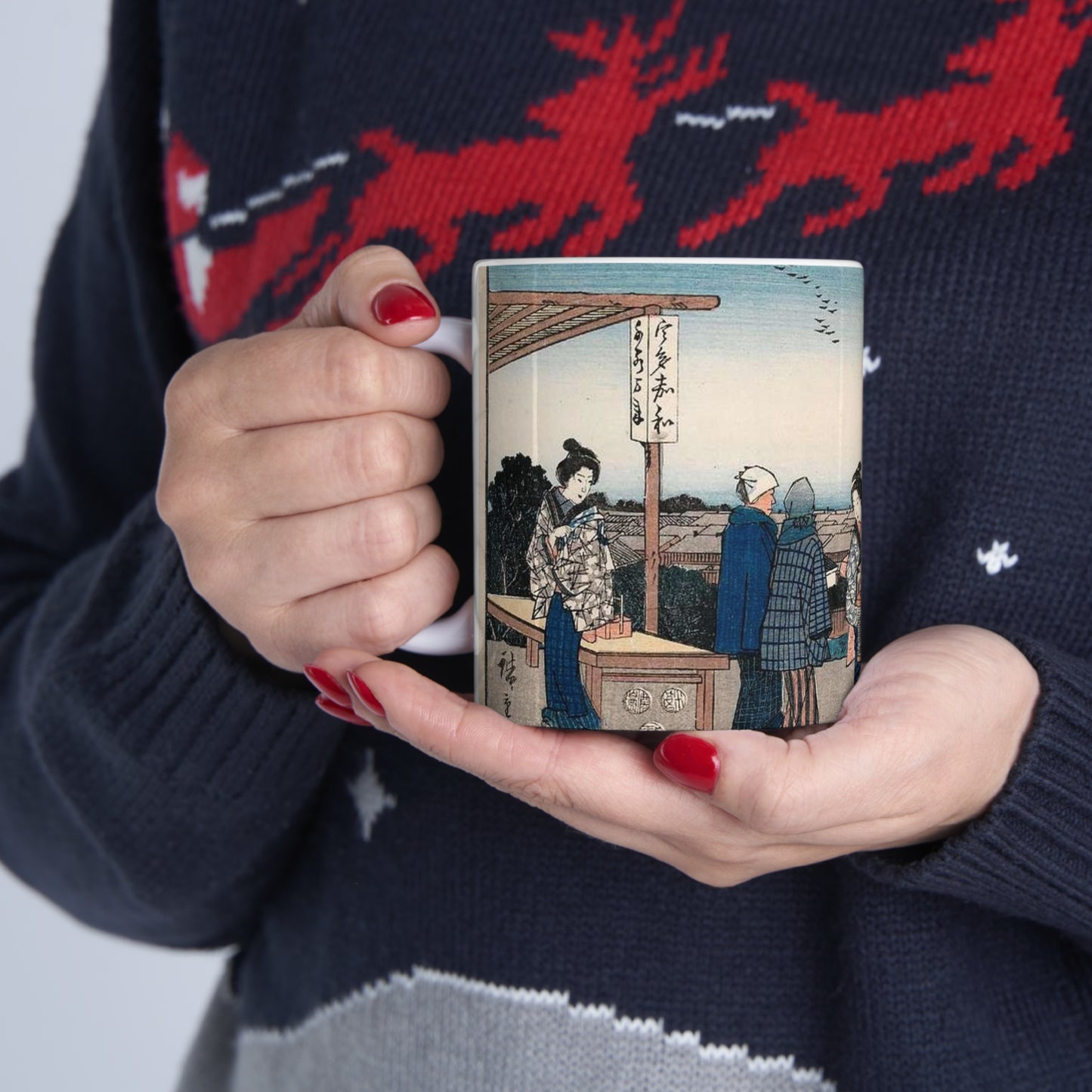 Shin Yoshiwara (Shin yoshiwara nihonzutsumi mikaeri yanagi), (Edo meisho) Beautiful Novelty Ceramic Coffee Mug 11oz