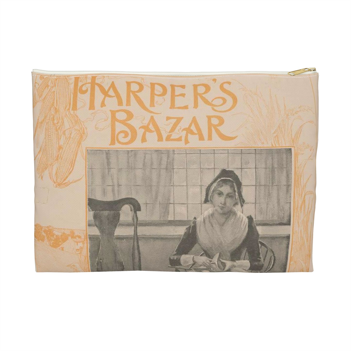Louis Rhead - Harper's Bazar Thanksgiving 1892 LCCN2015646538 Large Organizer Pouch with Black Zipper