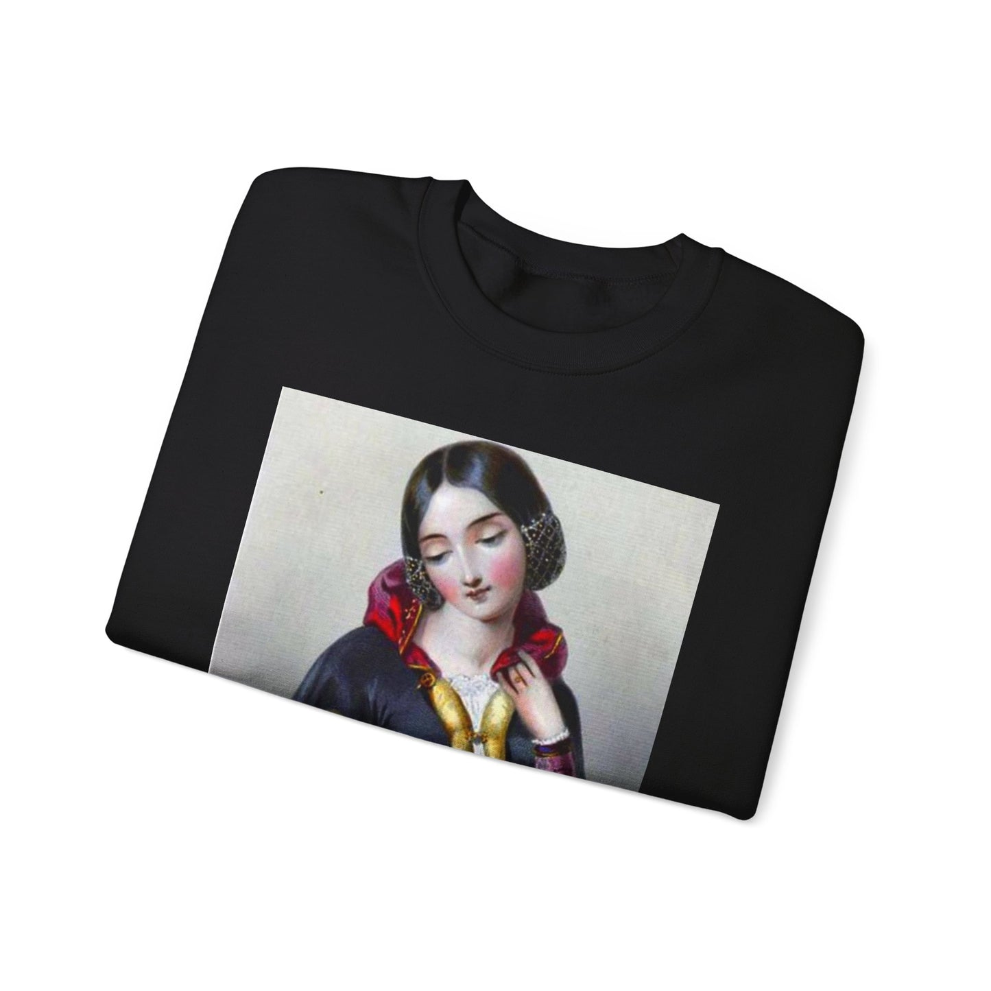Ana Boemia - A painting of a woman in a black dress Black Heavy Blend Adult Crew Neck SweatShirt