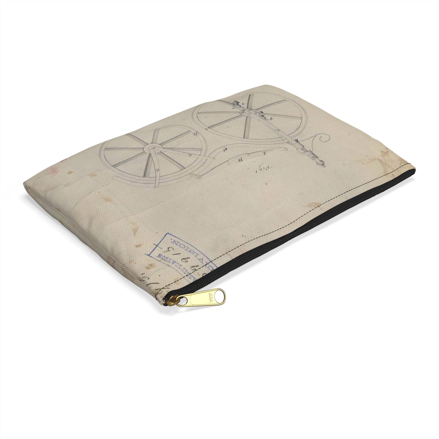 Patent drawing - for Pierre Lallement's Improvement in Velocipedes Public domain image Large Organizer Pouch with Black Zipper
