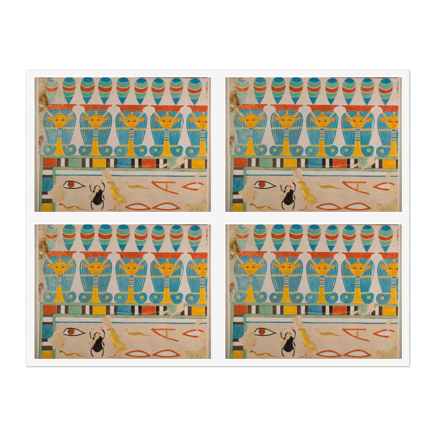 Painted Restoration of the Hathor-Head Frieze in the Tomb of Senenmut Laminated UV Protective Vinyl Stickers