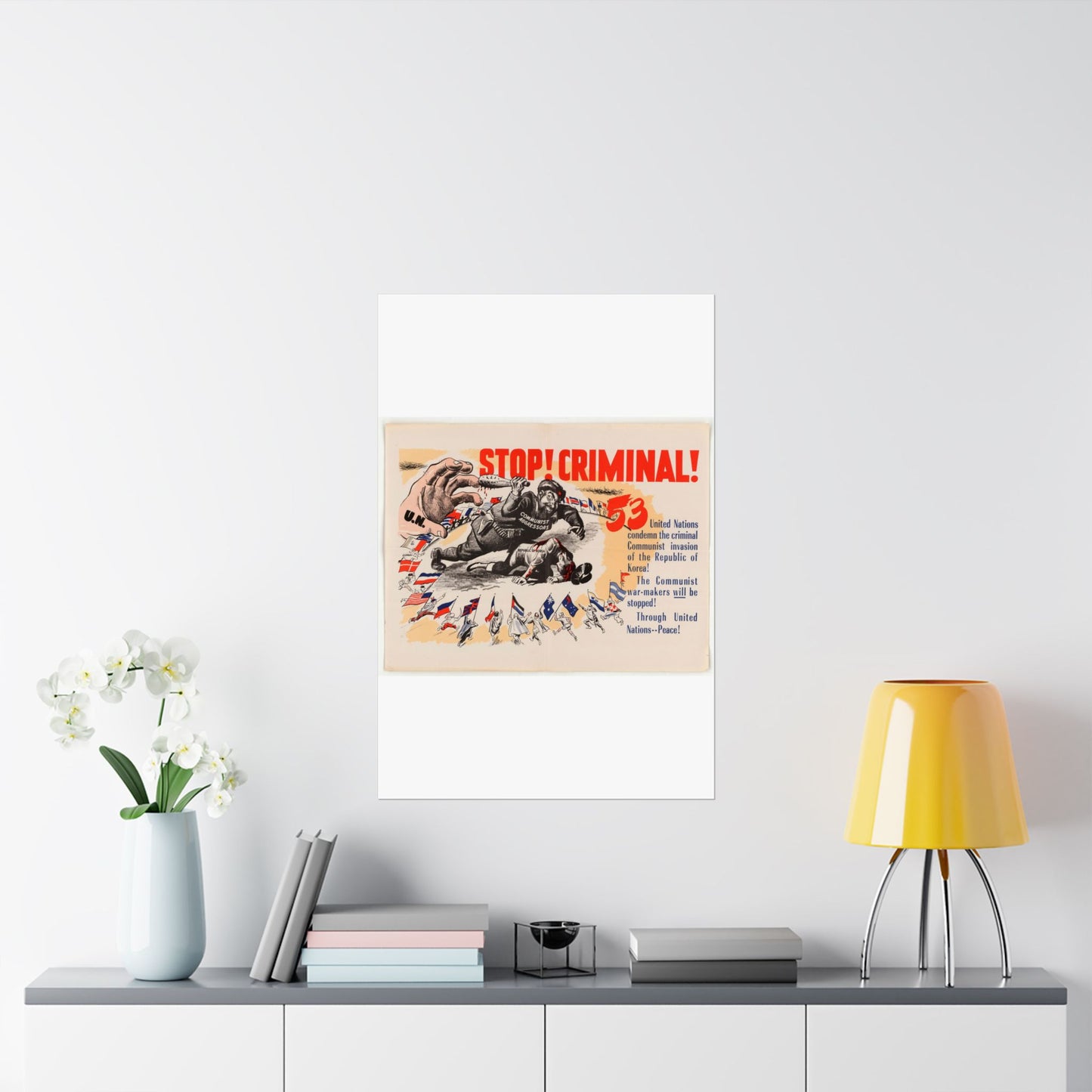 Stop Criminal!, Cold War American Propaganda poster High Quality Matte Wall Art Poster for Home, Office, Classroom
