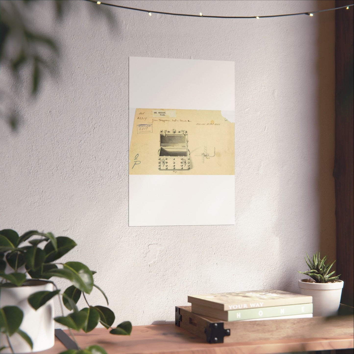 Patent drawing - Drawing of a Traveling Trunk Public domain image High Quality Matte Wall Art Poster for Home, Office, Classroom