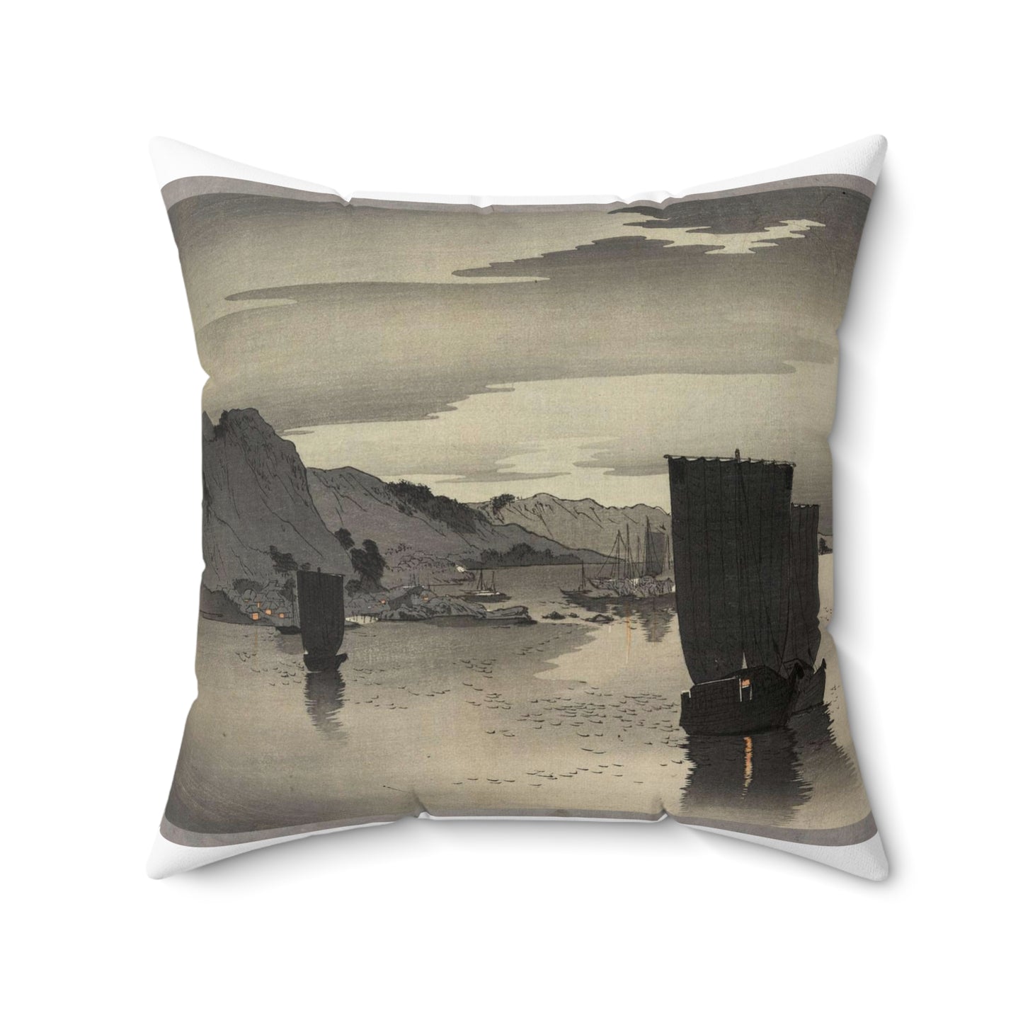 Yūgure no hansen - Public domain portrait drawing Decorative Accent Square Pillow