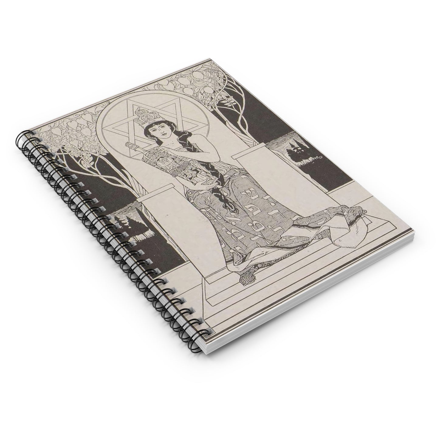 Juda 13 - Art nouveau public domain image Spiral Bound Ruled Notebook with Printed Cover