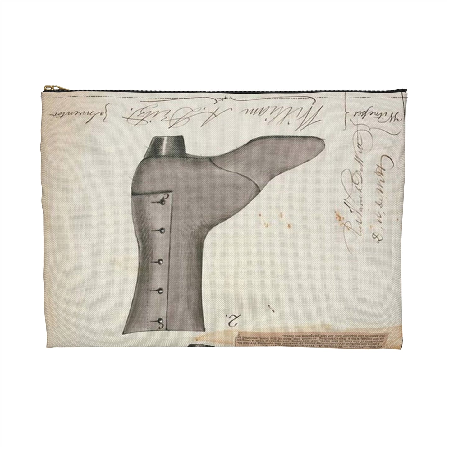 Patent drawing - Drawing of Improved Boot Public domain image Large Organizer Pouch with Black Zipper