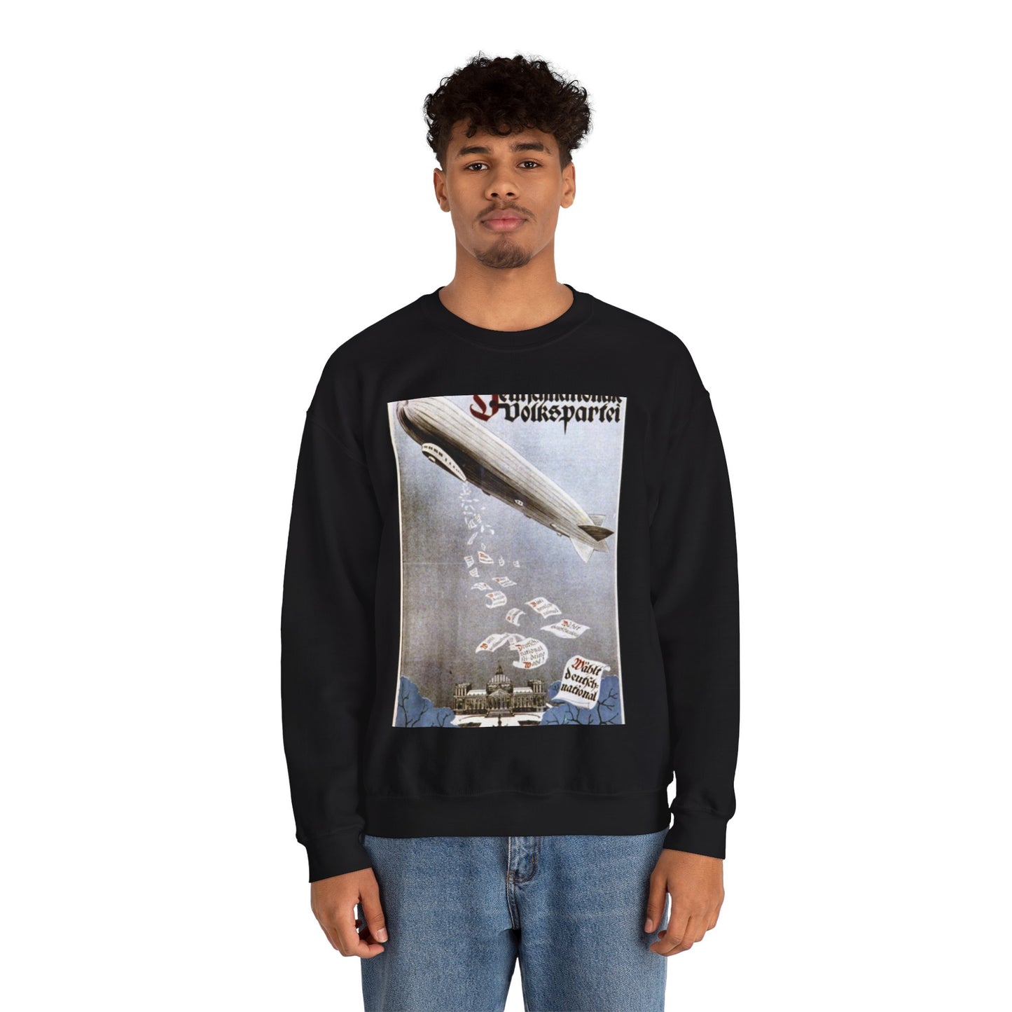 german election poster. oct 1924 - Deutsche Zeppelin Reederei Company Black Heavy Blend Adult Crew Neck SweatShirt